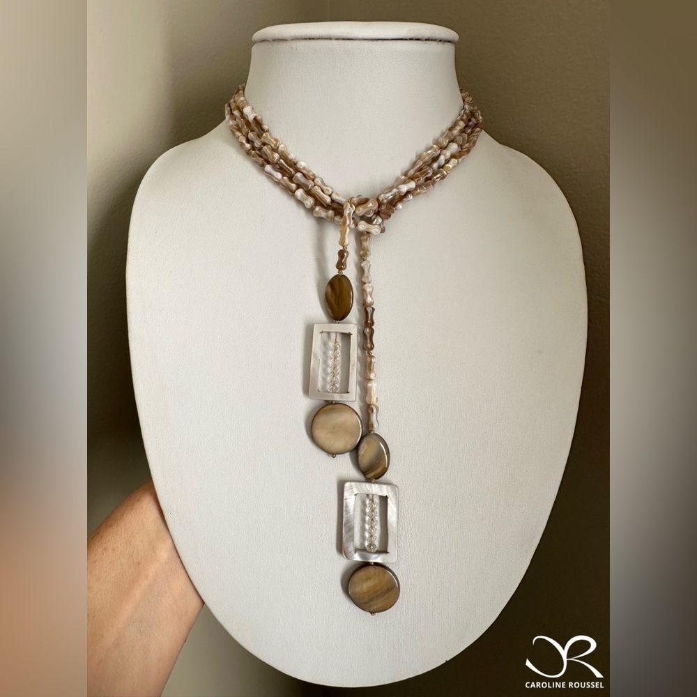 Caroline ROUSSEL lariat style necklace.